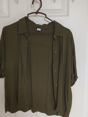 Old Navy Olive Green Button-Down Shirt